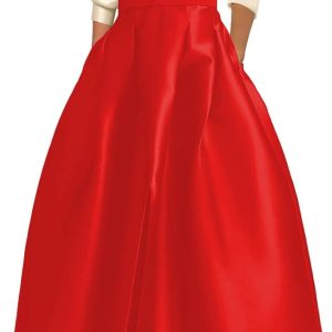 Women's V Neck Long Sleeves Prom Dresses with Pockets Ball Gowns LZ-011