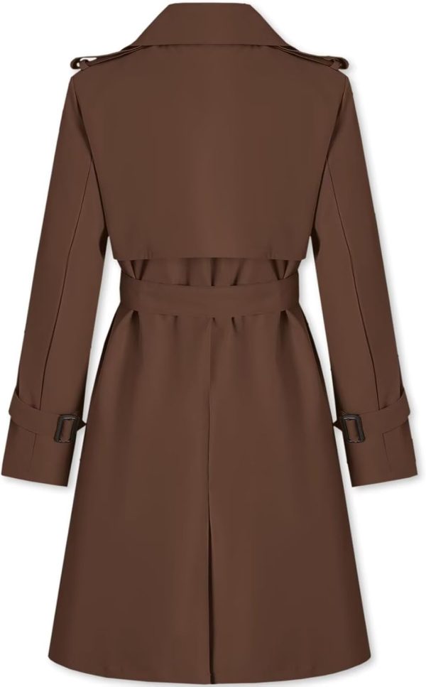 Women's Long Double-Breasted Trench Coat with Belt