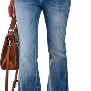 Women's Flare Bell Bottom Jeans High Waisted Wide Leg Bootcut Jeans Stretchy Denim Pants