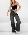 Women's 2026 Wide Leg Jeans Distress Mid Waist Denim Pants Vintage Y2K Trousers