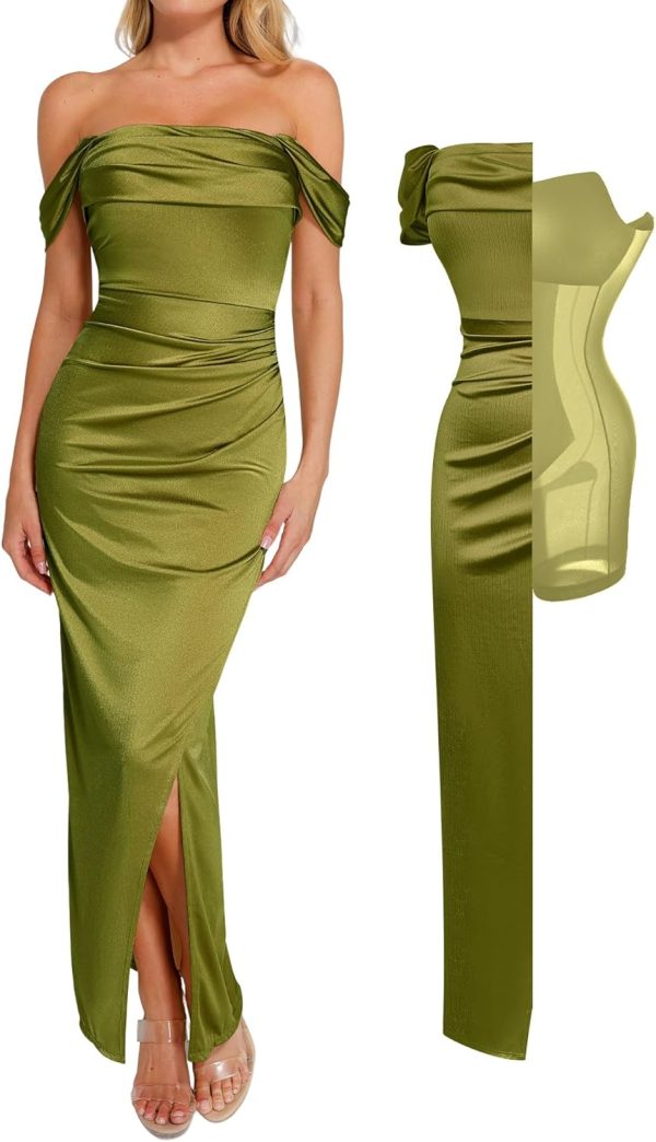 Shapewear Dress Womens Multi Way Wear Dresses Off The Shoulder Maxi Dress Bodycon Long Cocktail Dresses