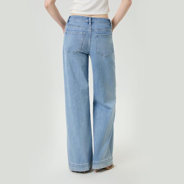 Jeans for Women Wide Leg Stretchy Loose Baggy with Patch Pockets Trendy High Waisted Straight Leg Jeans (Runs Large)